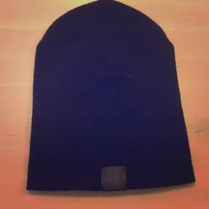 Zara Black Plain Knitted Beanie w/ Leather Detail